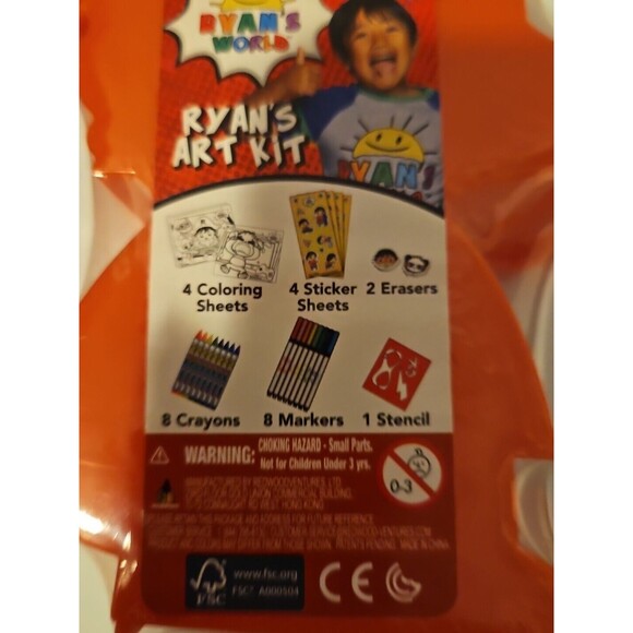 Ryan's World Art Kit Case ~Color Sheets Stickers Erasers Crayons Markers Stencil - Picture 5 of 5